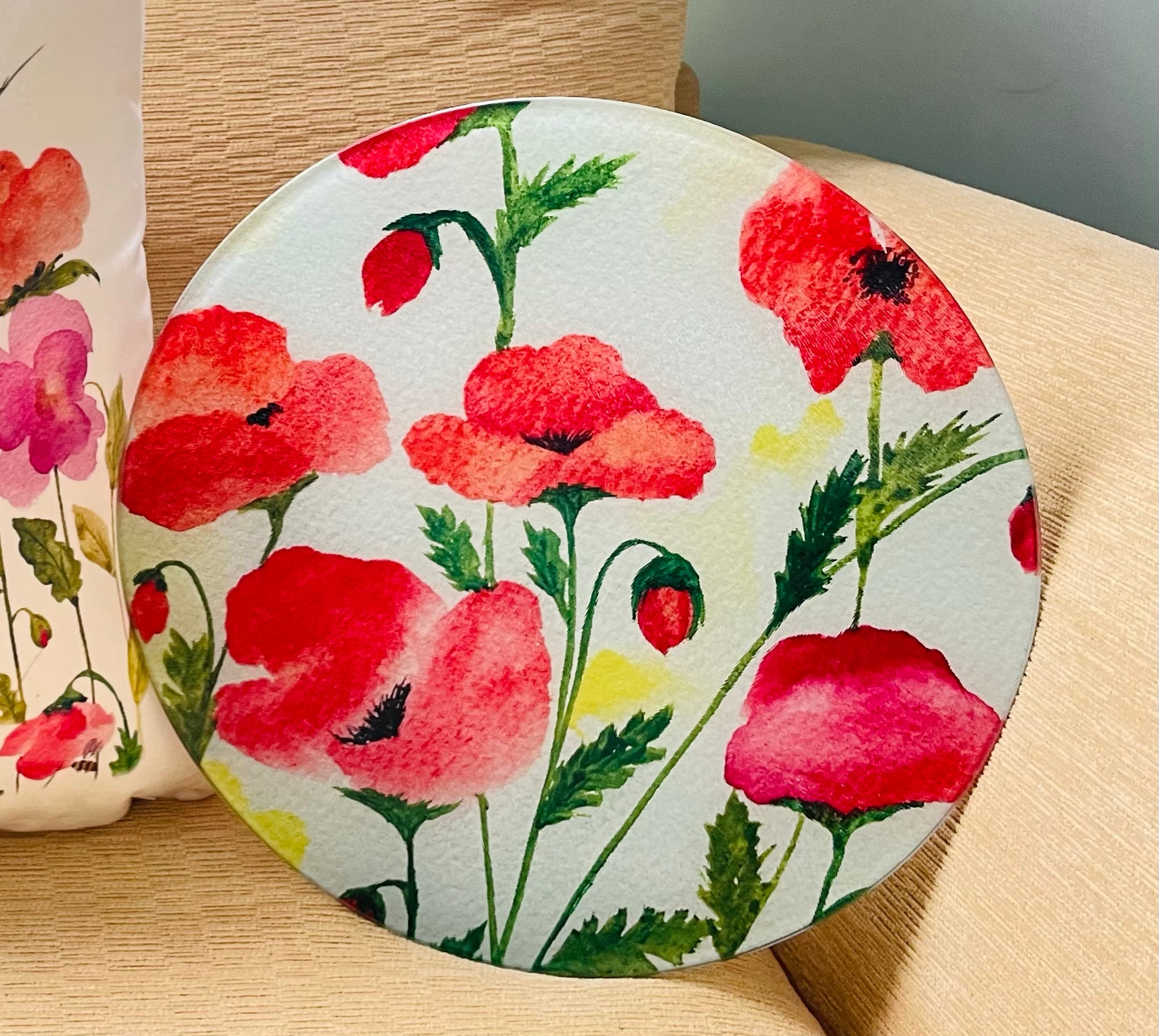 Poppies chopping board